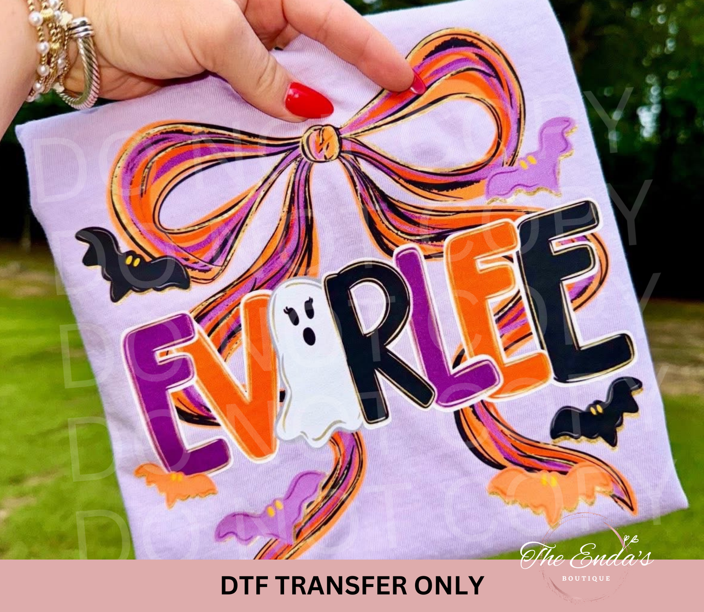 Personalized Alpha Spooky Halloween (AVAILABLE WITH/WITHOUT BOW) DTF Transfer