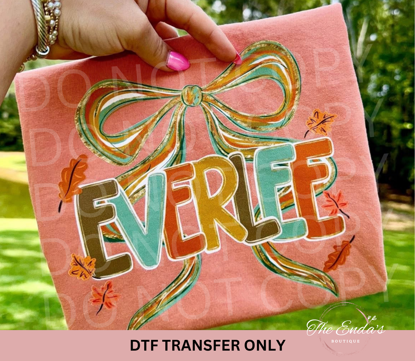 Personalized Alpha Solid Autumn Leaves DTF Transfer