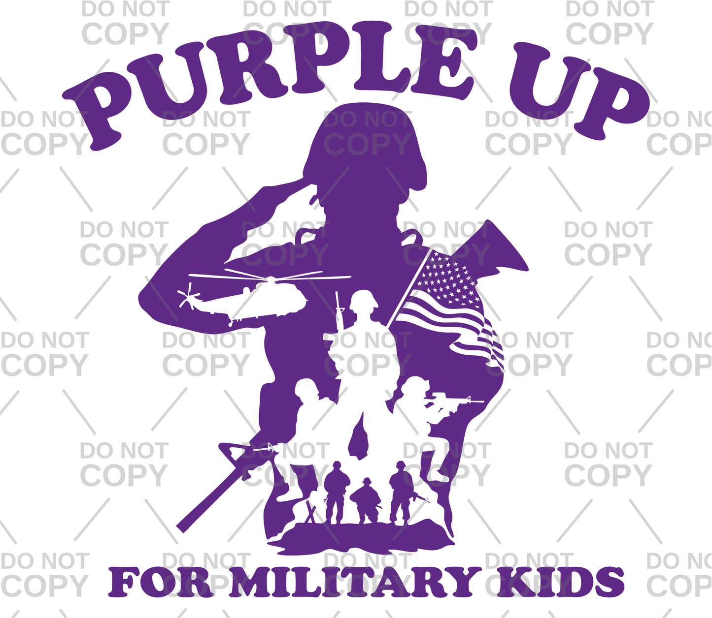 Soldier Salute Purple Up DTF Transfer