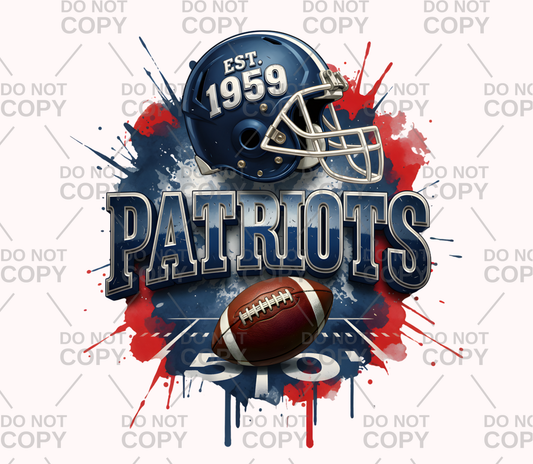 Patriots Helmet Splatter DTF Transfer
