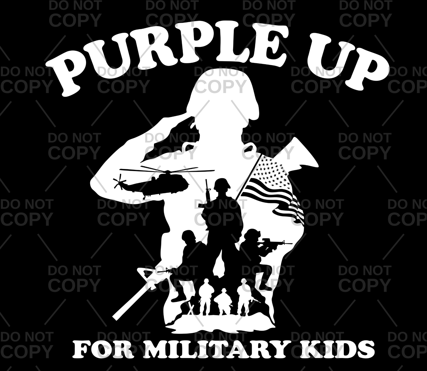 Soldier Salute Purple Up DTF Transfer