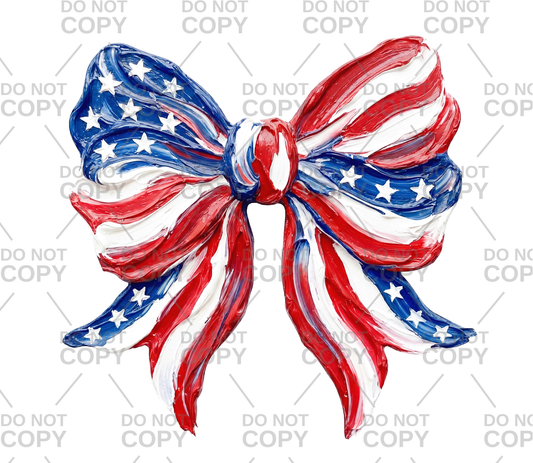 Realistic Paint Patriotic Bow DTF Transfer