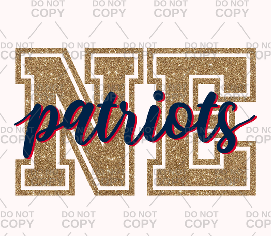 NE Patriots Faux Sequin DTF Transfer