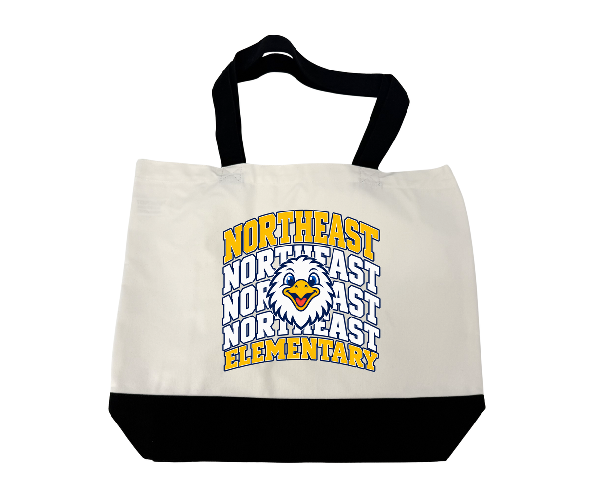 Northeast Elementary | NEES-5 | Eagle Stacked 18.5" x 15" Super Strong Large 12oz Cotton Canvas Tote Bag