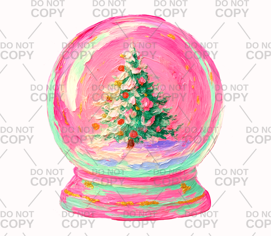 Realistic Faux Brushstroke Paint Christmas Globe DTF Transfer
