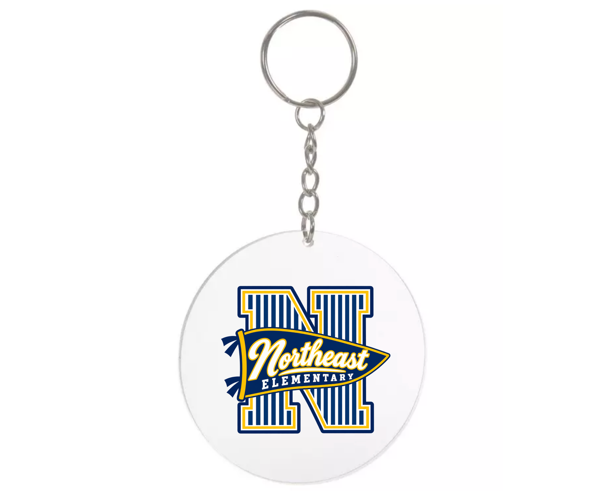 Northeast Elementary | NEES-2 | Varsity Pennant Round Acrylic Keychain