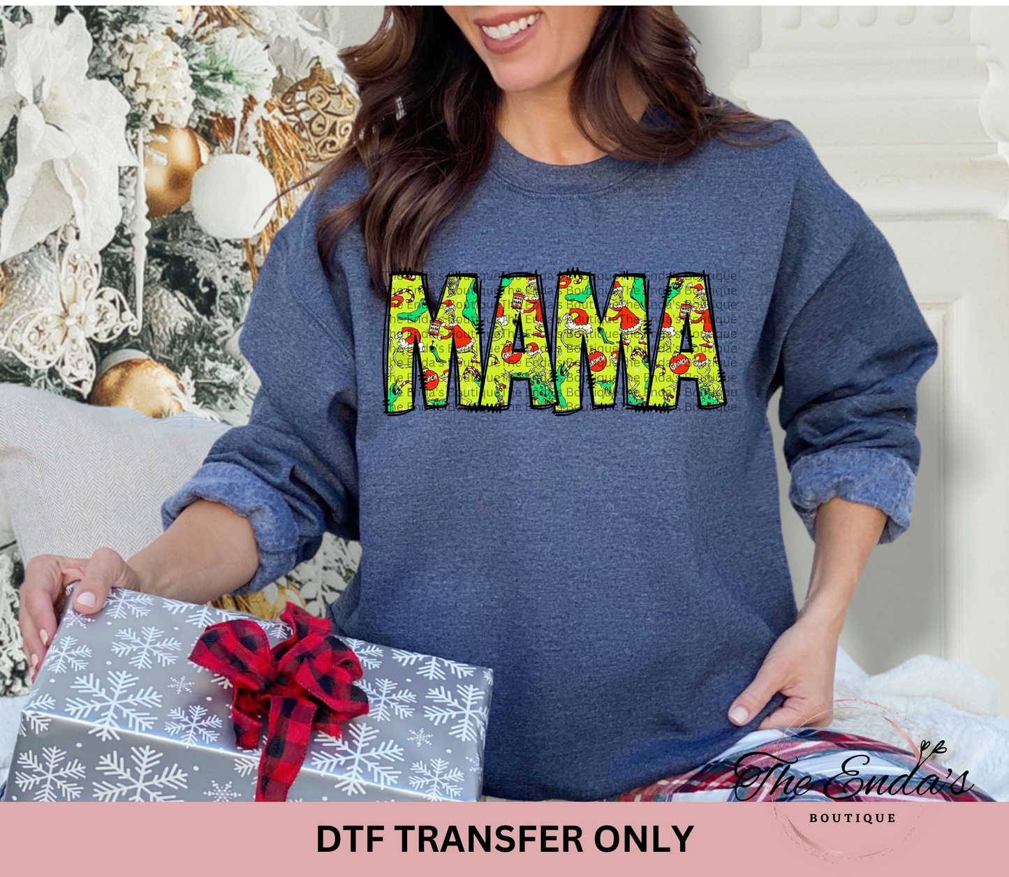 Green Man Pattern Mama DTF Transfer