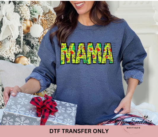 Green Man Pattern Mama DTF Transfer