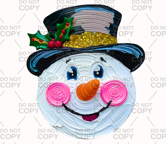 Realistic Faux Brushstroke Paint Snowman DTF Transfer