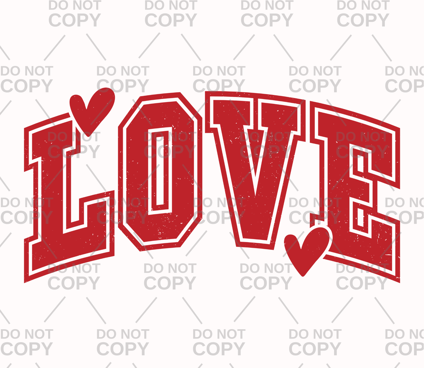 Distressed Varsity Love Hearts DTF Transfer