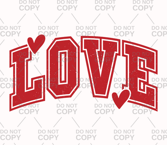 Distressed Varsity Love Hearts DTF Transfer