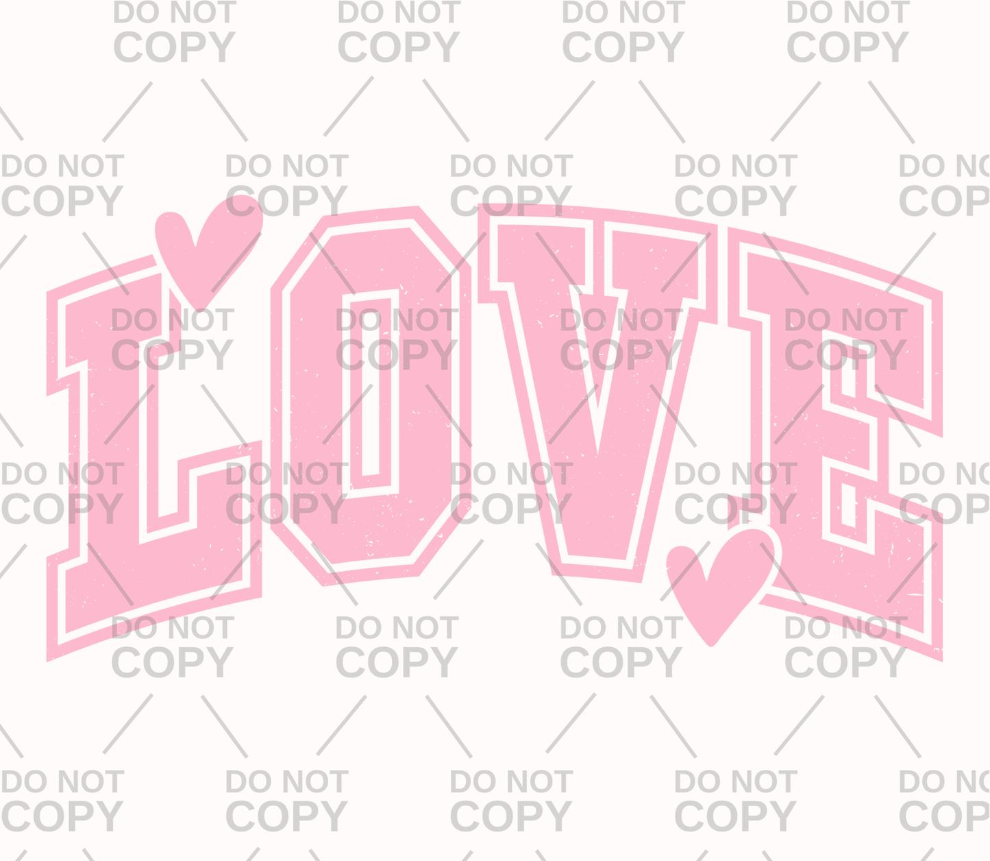 Distressed Varsity Love Hearts DTF Transfer