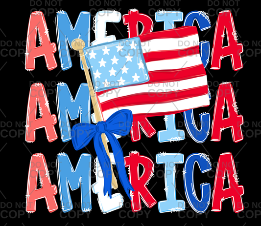 Stacked America With Flag DTF Transfer