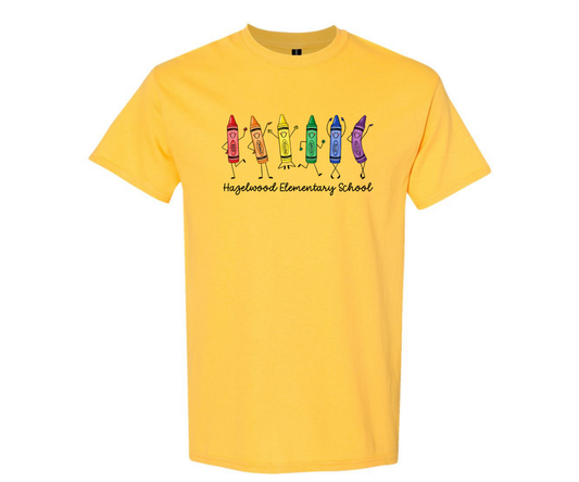 Hazelwood Elementary | HES-12 | Dancing Crayons Hazelwood Elementary School T-Shirt