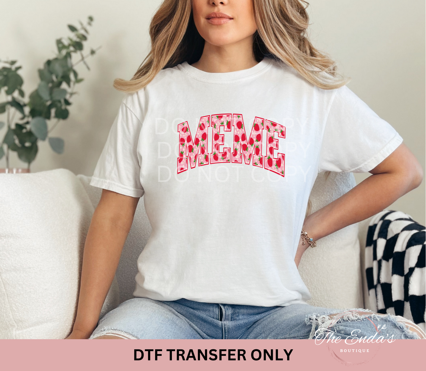 Meme Strawberry Floral DTF Transfer