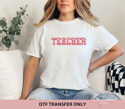 Teacher Strawberry Floral DTF Transfer