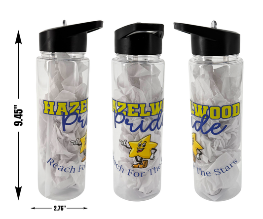 Hazelwood Elementary | HES-3 | Hazelwood Pride 24 oz Straw Plastic Water Bottle