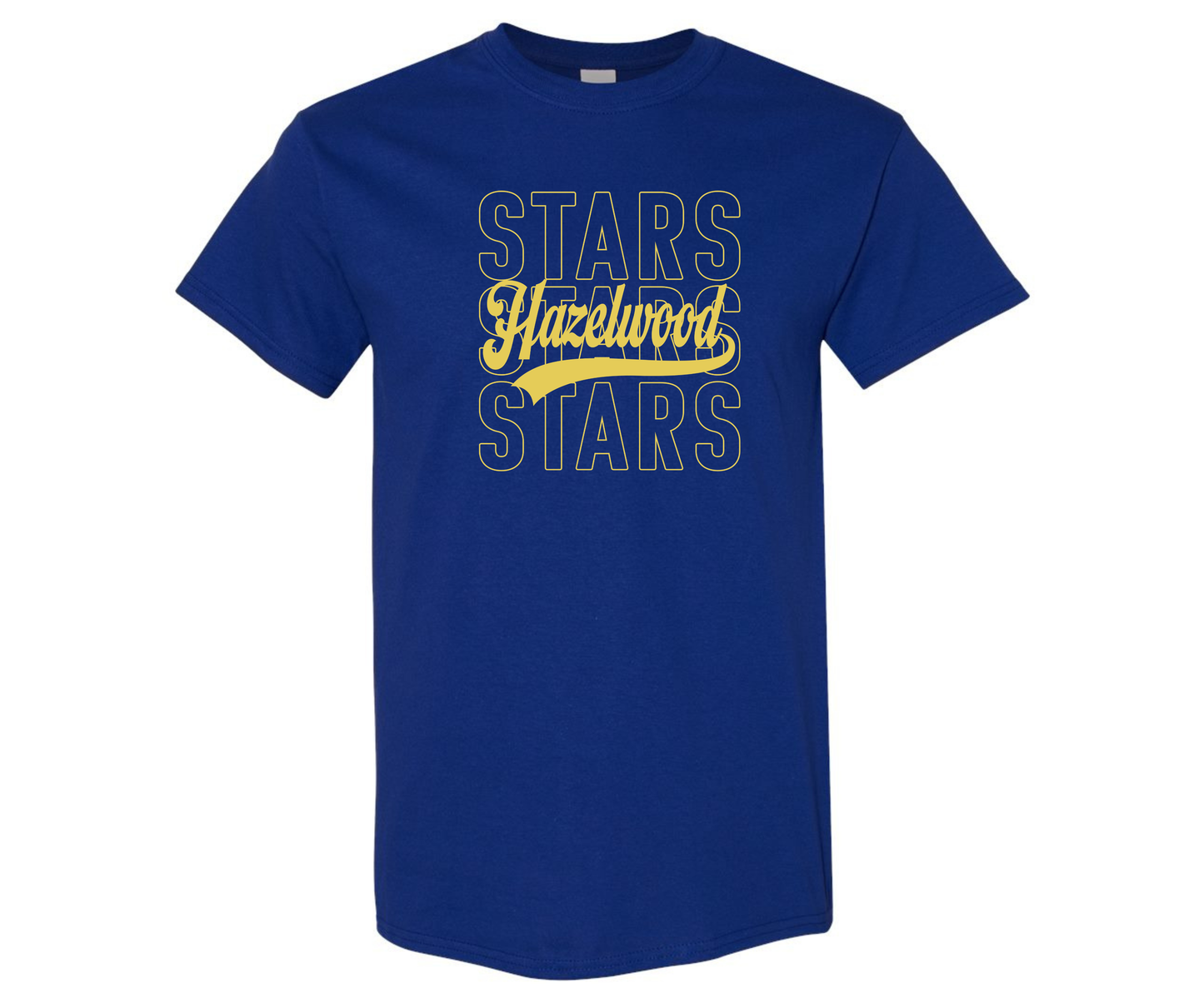 Hazelwood Elementary | HES-5 | Yellow Stacked Hollow Stars T-Shirt