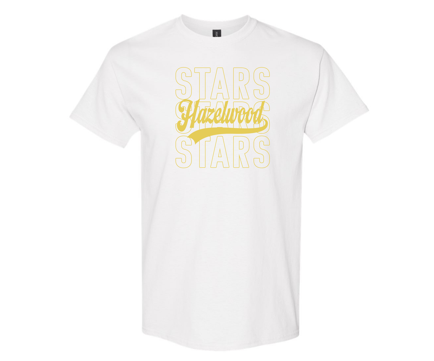 Hazelwood Elementary | HES-5 | Yellow Stacked Hollow Stars T-Shirt