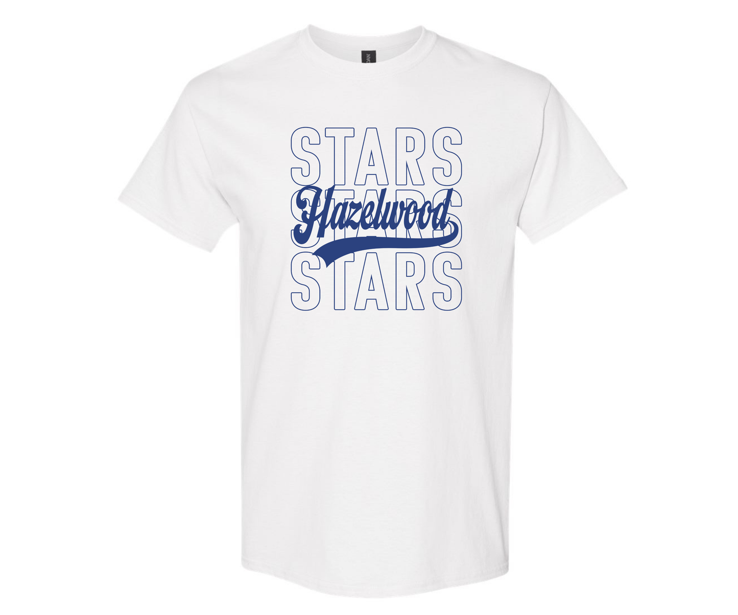 Hazelwood Elementary | HES-6 | Blue Stacked Hollow Stars T-Shirt