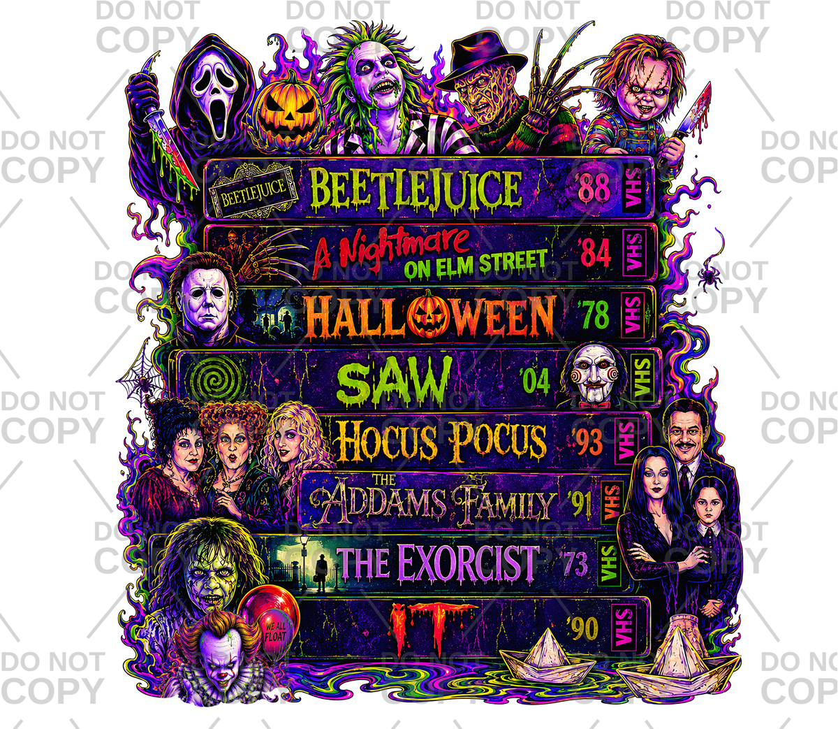 90s Halloween Movie Tapes DTF Transfer