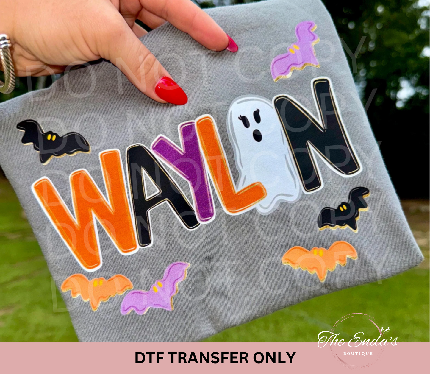 Personalized Alpha Spooky Halloween (AVAILABLE WITH/WITHOUT BOW) DTF Transfer